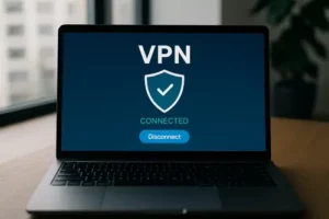 Connexion sécurisée via un VPN sur ordinateur portable pour protéger la navigation en ligne