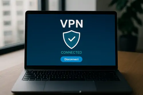 Connexion sécurisée via un VPN sur ordinateur portable pour protéger la navigation en ligne